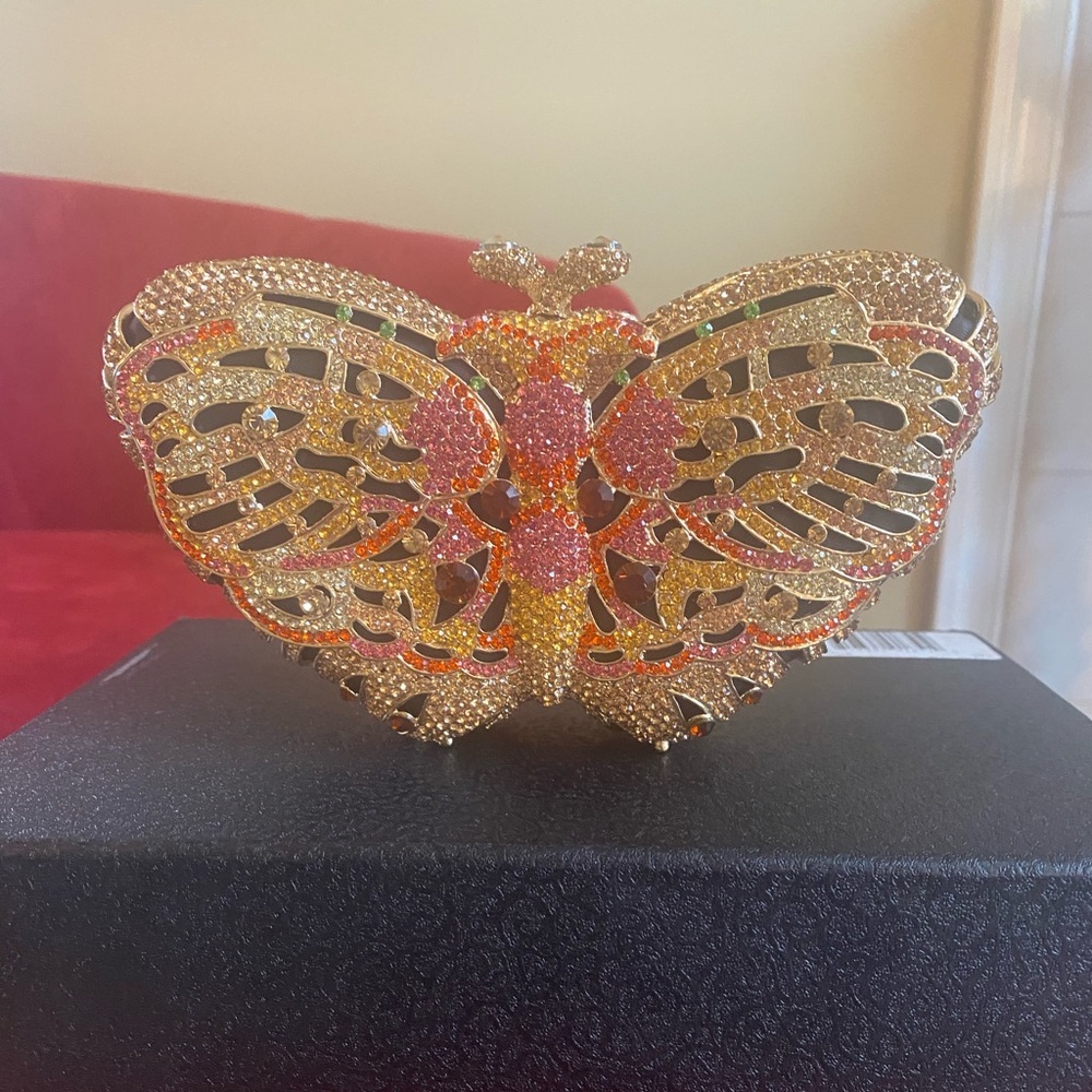LUXMOB Crystal Butterfly Clutch